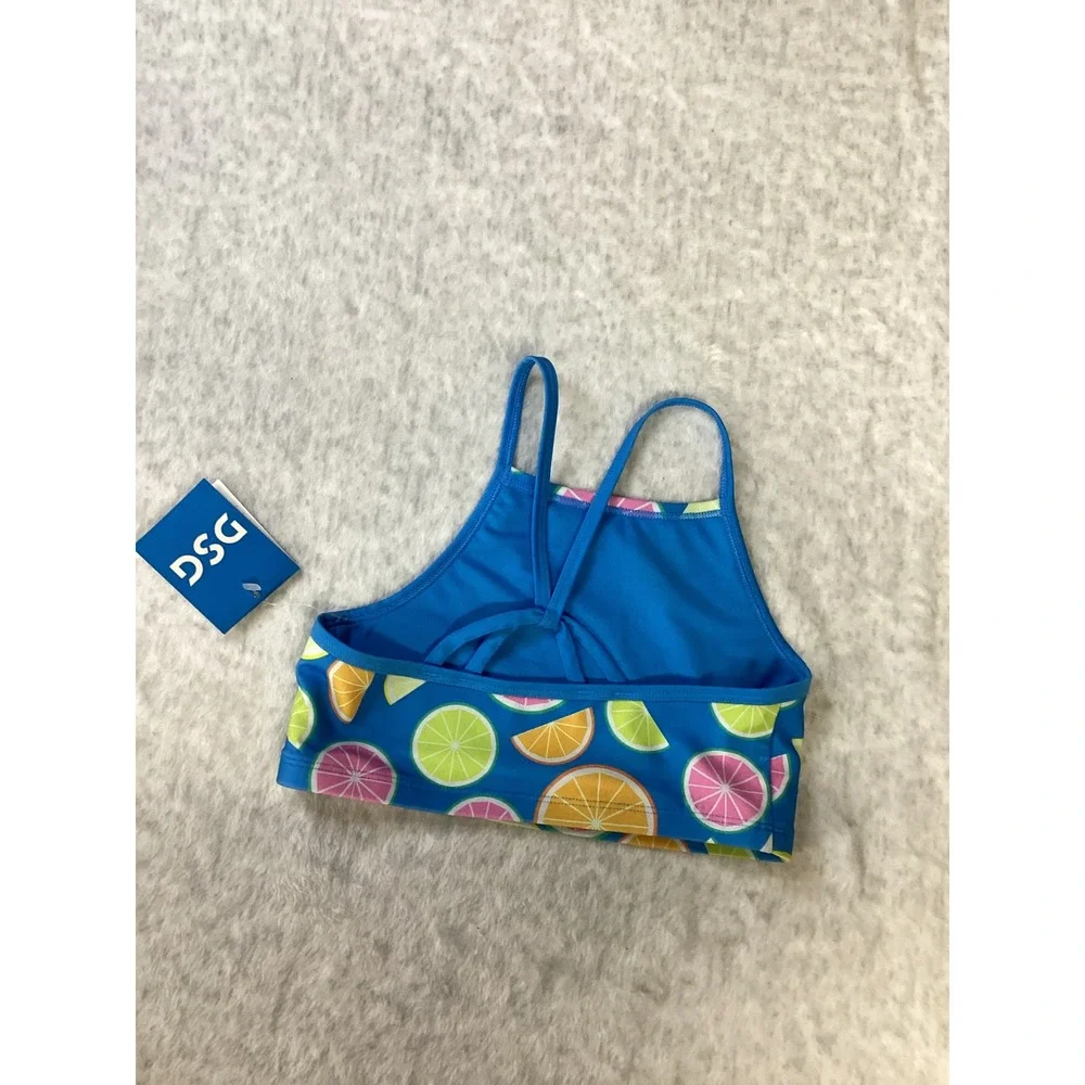 DSG Girls Strappy Halter Swim Top‎ Blue Citrus Fruit Main Squeeze Small NWT